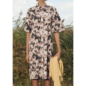 SAMSOE SAMSOE Demi Dress Camo Clay Wide Sleeve Minimalist Abstract - Size S